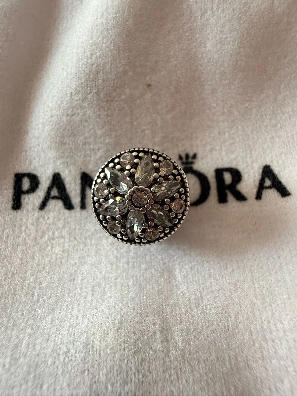 Pandora Silver Floral Crystal Charm